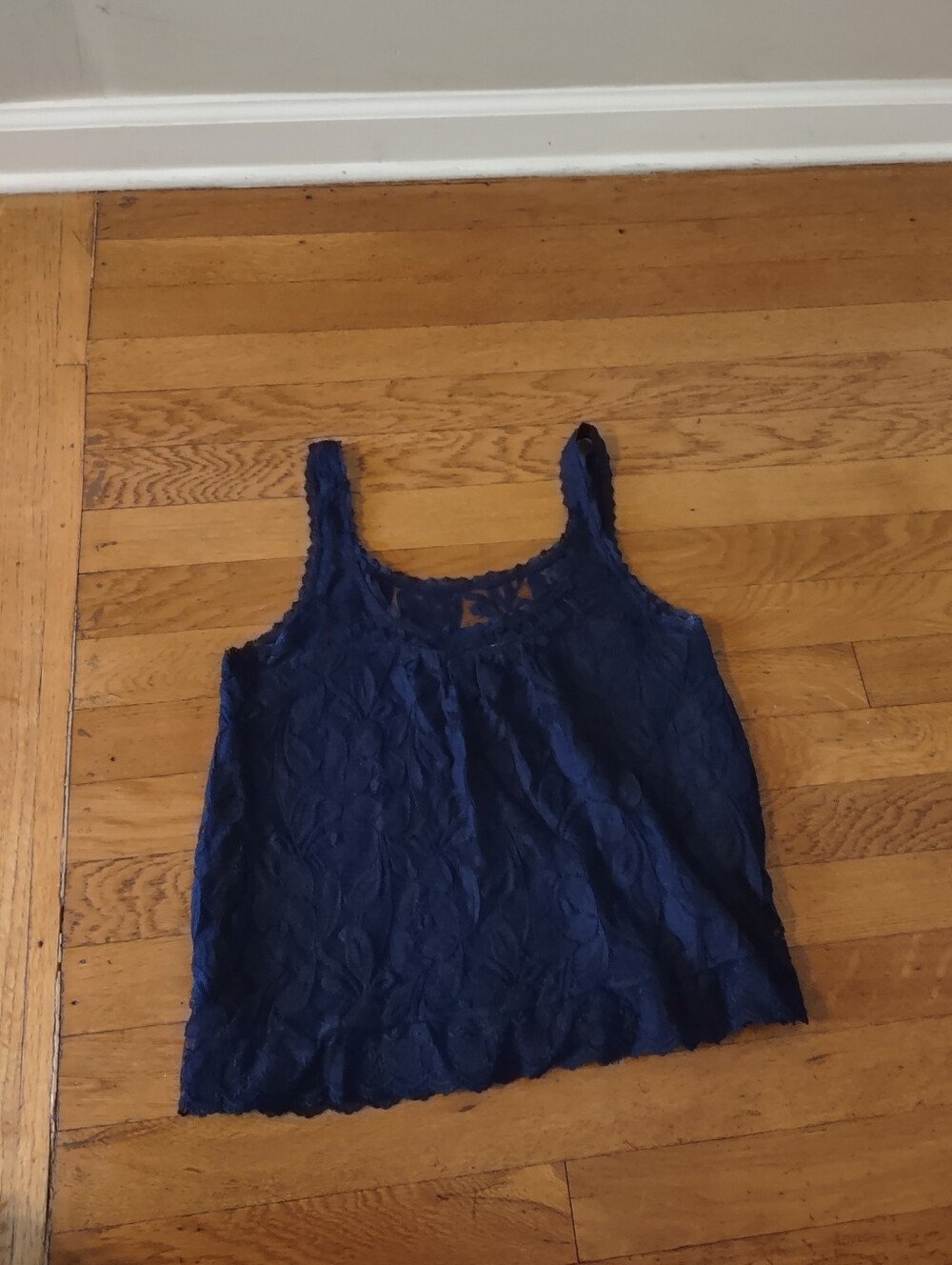 abercrombie & fitch navy lace cami babydoll top lace trim wide straps y2k xs